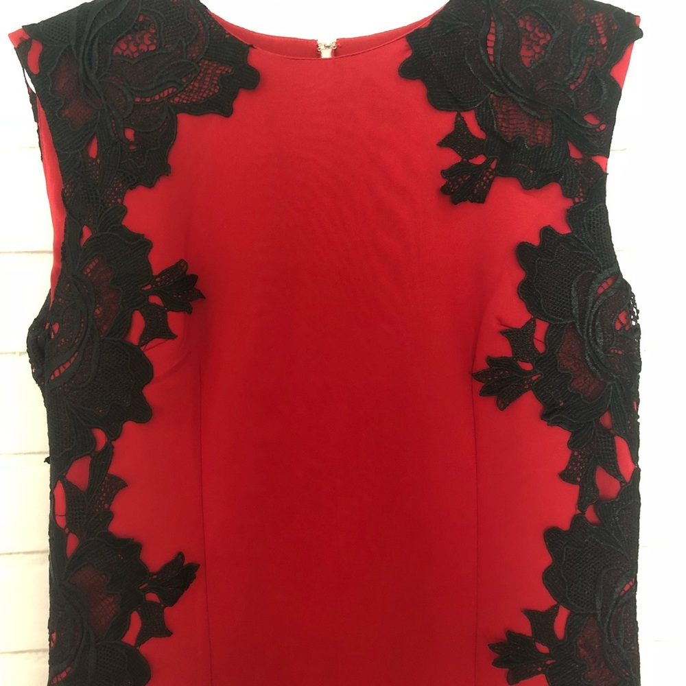 AX PARIS Red Crochet Lace Fitted Bodycon Dress - Picture 2 of 8
